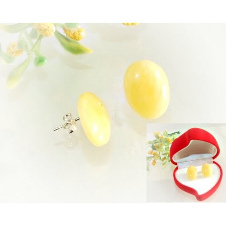 Bernstein Ohrstecker Silber 925 Ohrringe gelb oval ed50