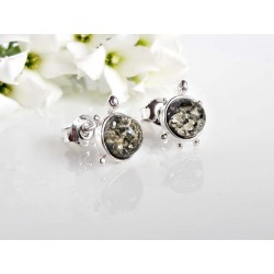 Bernstein Ohrstecker Silber 925 Ohrringe grün Schildkröte Sterlingsilber ed174 grün