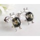 Bernstein Ohrstecker Silber 925 Ohrringe Frosch grün Sterlingsilber ed167-grün
