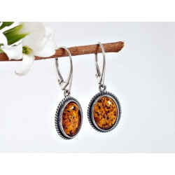 Bernsteinschmuck - Bernstein-Ohrhänger Silber-925  (BJ177)