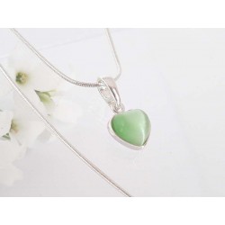 Mondsteinschmuck - Anhänger Herz mit Katzenauge Silber-925  (MS118)