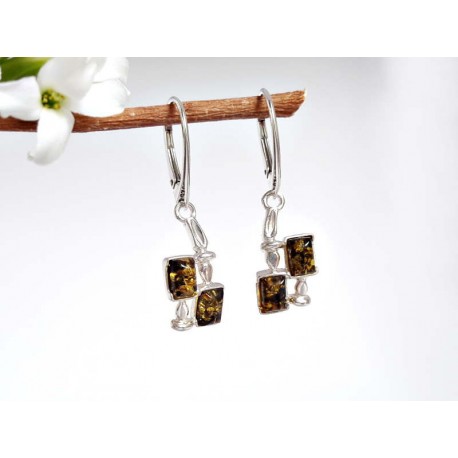 Bernsteinschmuck - Bernstein-Ohrhänger Silber-925  (BJ180)