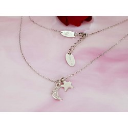 Collier Silber Stern mit Mond 42 cm Silber 925 SD139
