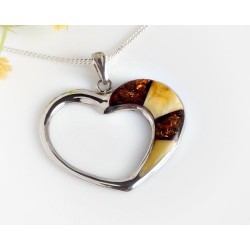 Bernstein Herz Anhänger Silber 925 BA133