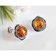 Bernstein Ohrstecker Silber 925 Ohrringe rund cognac Sterlingsilber ed119