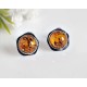 Bernstein Ohrstecker Silber 925 Ohrringe rund cognac Sterlingsilber ed119