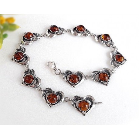 Bernstein-Armband 21 cm Silber-925 (BB114)