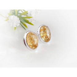 Bernstein Ohrstecker Silber 925 Ohrringe gelb oval Sterlingsilber ed186
