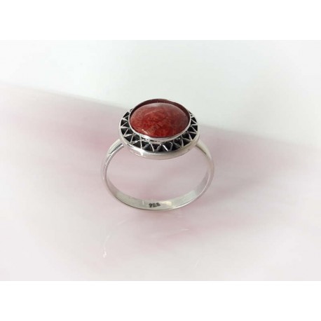 Silberschmuck - Damenring  m. Schaumkoralle Silber 925 (KL235)