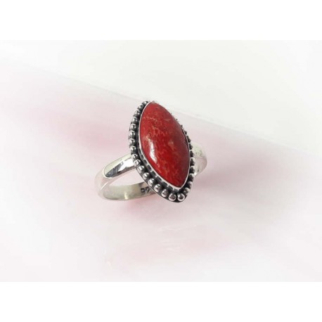 Silberschmuck - Damenring  m. Schaumkoralle Silber 925 (KL222)