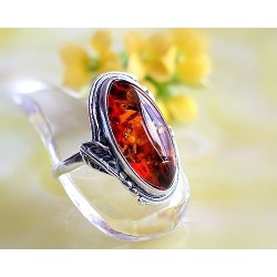 Bernsteinschmuck - Bernstein-Ring  Silber-925  (BU77)