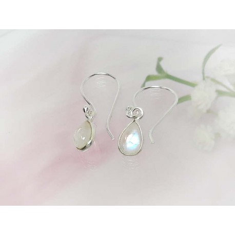 Mondsteinschmuck - Mondstein-Ohrhänger Silber-925  (MT93)