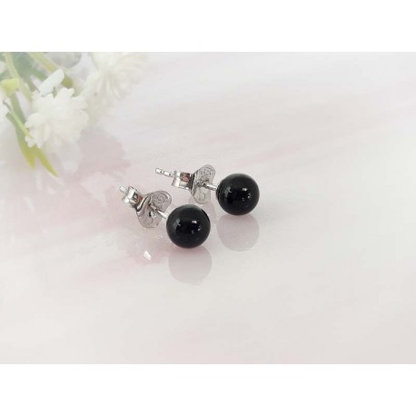 Onyxschmuck - Onyxohrstecker 5 mm Silber-925 (SE126)