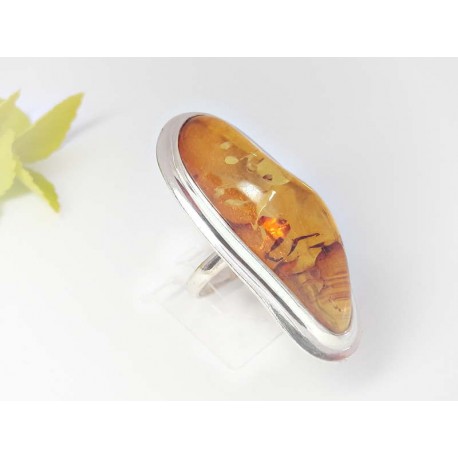 Bernsteinschmuck - Bernstein-Ring 21 mm Silber-925  (BR308A)