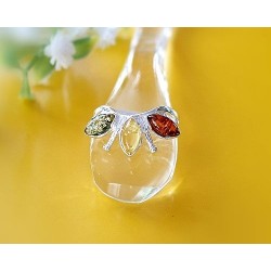 Bernsteinschmuck Bernstein Ring Silber 925 mehrfarbig BT60