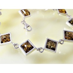 Bernstein Armband Silber 925 grün 19 cm Bernsteinschmuck bb175