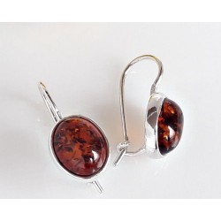 Bernstein Ohrhänger oval cognac Sterlingsilber Silber 925 BH30