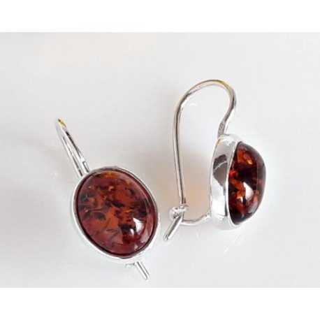 Bernstein Ohrhänger oval cognac Sterlingsilber Silber 925 BH30