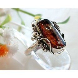 Bernsteinschmuck  Bernstein Ring 18 mm Silber 925  BT95