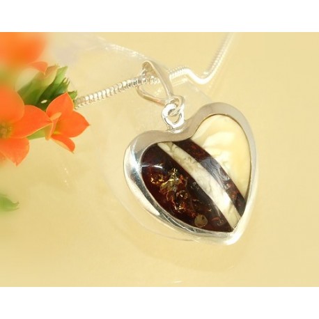 Bernstein Herz Anhänger Silber 925 AC50