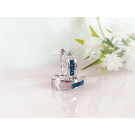 Creolen Silber 925 blau 13mm sc216