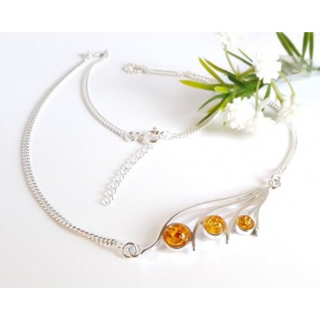 Bernsteinschmuck  Bernstein Collier Silber-925  4Q01