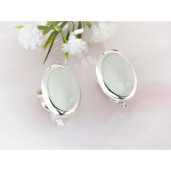 Mondsteinschmuck - Katzenaugen-Ohrclips Silber-925  (MS121)