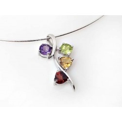 Collier Halsreif Silber 925 45 cm Peridot Citrin Amethyst Granat Sterlingsilber sd168