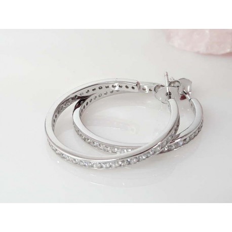 Silberschmuck  Ohrstecker 25mm Silber 925 Zirkonia sc245