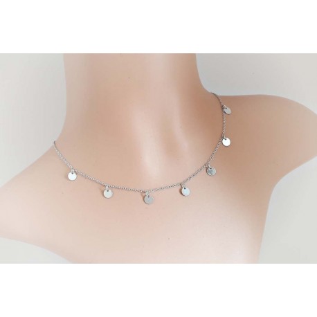 Plättchen Collier Silber 925 37 - 42 cm Halskette rhodiniert Sterlingsilber sd169