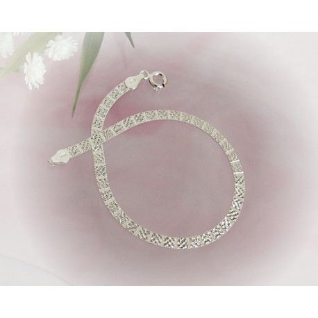 Silberschmuck Armband  18 cm Schlangenkette flach mit Muster Silber 925  sg47