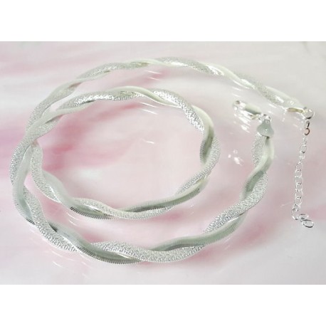 Silber Kette Collier 45 cm geflochten Silber-925 sd109