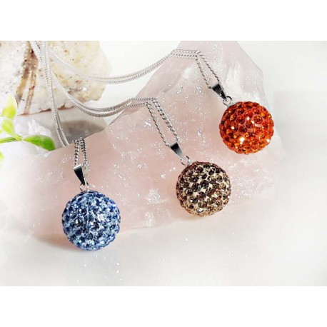 Anhänger Pavé-Kugel 14 mm blau gold orange Silber 925 sp260