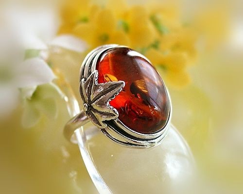 Ring NEU Silber 925 UNIKAT Bernsteinring Amber gestempelt GELB