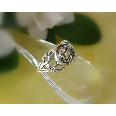 Bernstein Ring Silber 925 Ohrringe grün rund Sterlingsilber br326