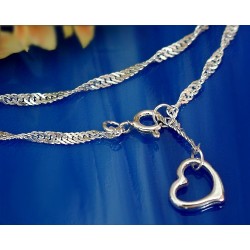 Fußkettchen Silber 925 Herz Anhänger 27 cm SF30
