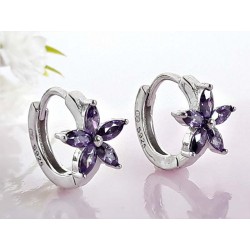 Creolen Silber 925 Blume amethyst lila sx91
