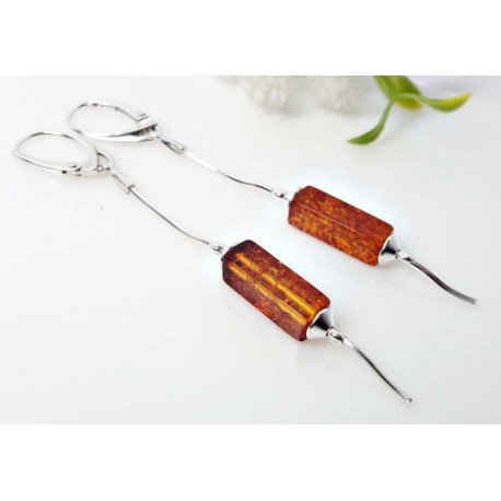 Bernstein Ohrhänger Silber 925 Ohrringe braun  bj186a
