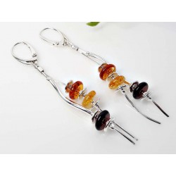 Bernstein Ohrhänger Silber 925 Ohrringe braun gelb  bj189