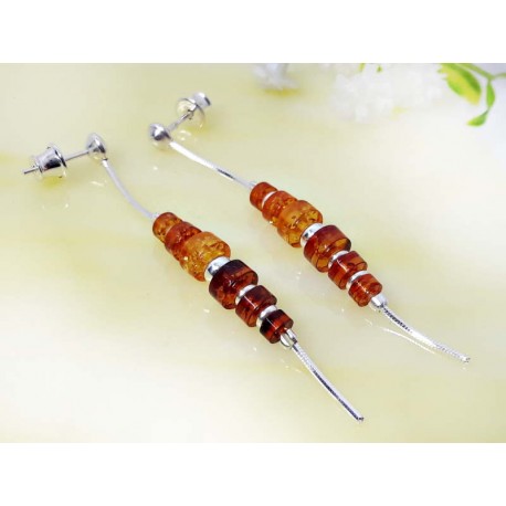 Bernstein Ohrstecker Silber 925 Ohrringe braun  ED197