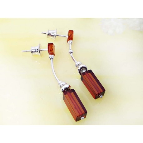 Bernstein Ohrstecker Silber 925 Ohrringe braun  ED198a