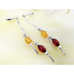 Bernstein Ohrstecker Silber 925 Ohrringe braun gelb ED199