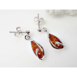 Bernstein Ohrstecker Silber 925 braun Ohrringe  ed210