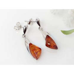 Bernstein Ohrstecker Silber 925 braun Ohrringe  ed216