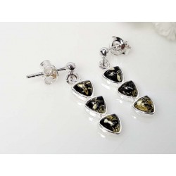 Bernstein Ohrstecker Silber 925 grün Ohrringe  ed207