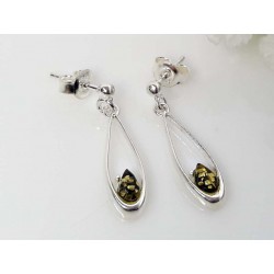 Bernstein Ohrstecker Silber 925 grün Ohrringe  ed206