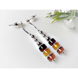 Bernstein Ohrstecker Silber 925 Ohrringe braun  ED218