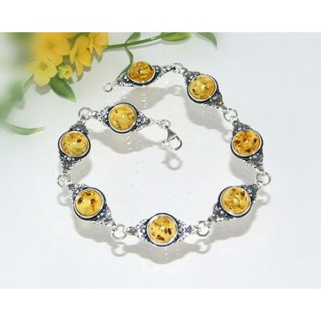 Bernstein Armband Silber 925 gelb 20,5 cm Sterlingsilber bb185 : Länge - 20,5 cm