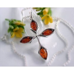 Bernstein Kreuz Silber 925 BA13