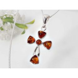 Bernstein Kreuzanhänger Silber 925 ba442